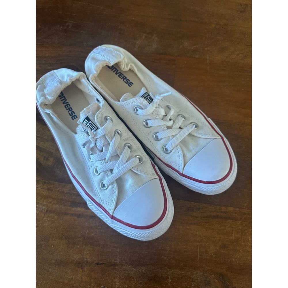 Converse Chuck Taylor Shoreline White Canvas Sneakers Elastic Back 537084F 8.5